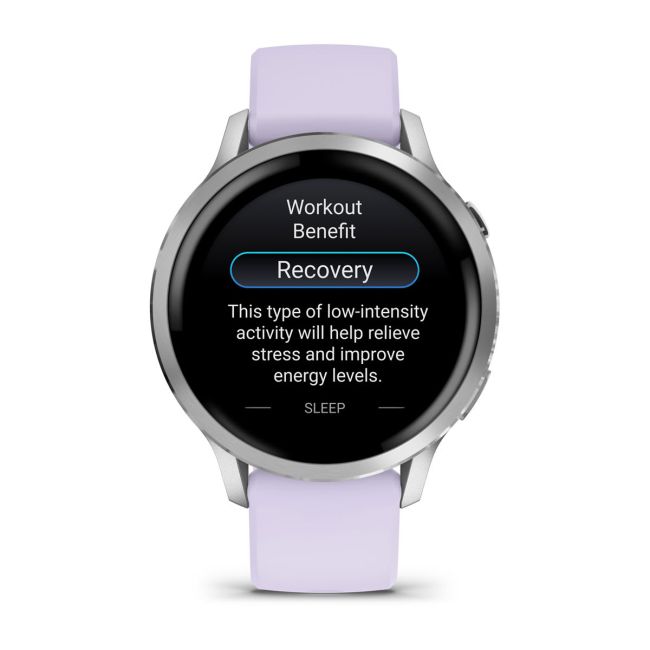Garmin Venu 4 AMOLED 41 mm - Smartwatch cu GPS argintiu cu curea mov Periwinkle
