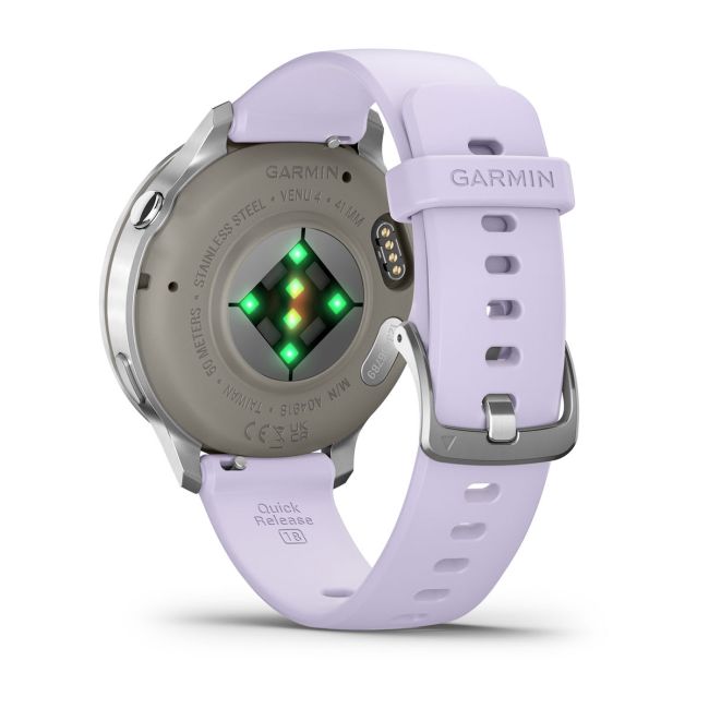 Garmin Venu 4 AMOLED 41 mm - Smartwatch cu GPS argintiu cu curea mov Periwinkle