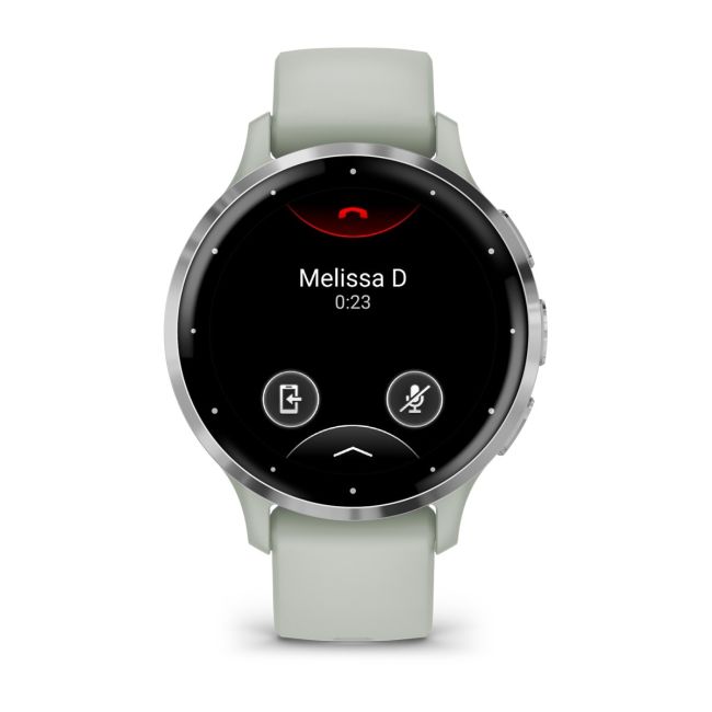 Garmin - Venu 3s smartwatch cu GPS și AMOLED - ramă argintie din oţel inoxidabil şi carcasă sage grey şi brăţară din silicon