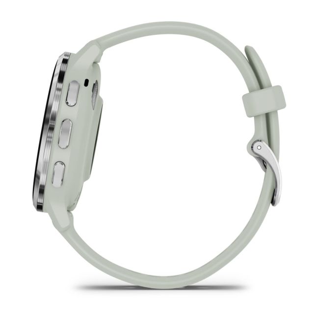 Garmin - Venu 3s smartwatch cu GPS și AMOLED - ramă argintie din oţel inoxidabil şi carcasă sage grey şi brăţară din silicon