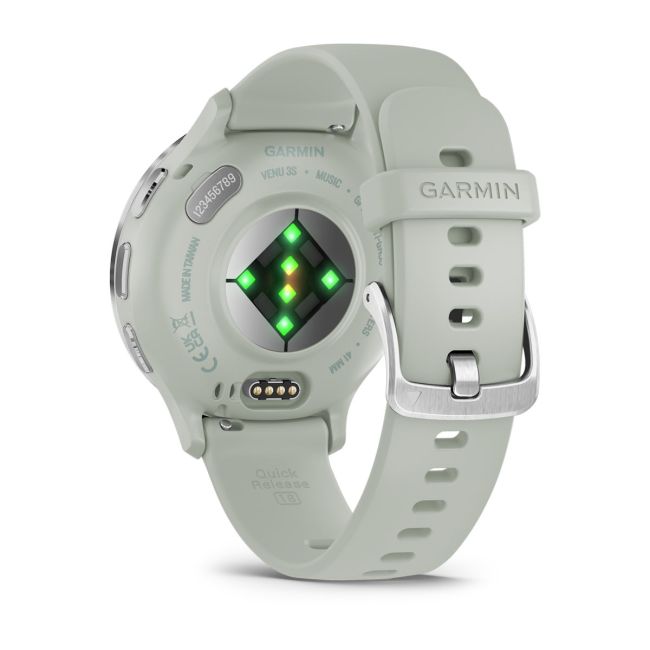 Garmin - Venu 3s smartwatch cu GPS și AMOLED - ramă argintie din oţel inoxidabil şi carcasă sage grey şi brăţară din silicon