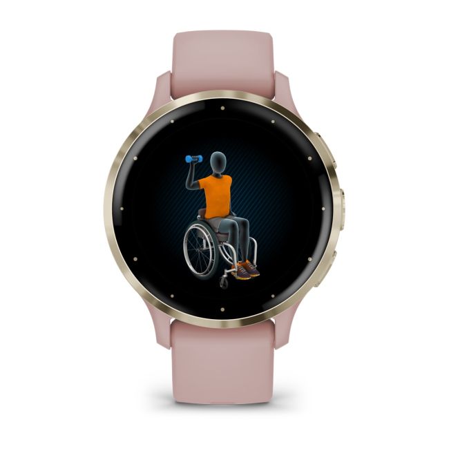 Garmin - Venu 3s smartwatch cu GPS și AMOLED - ramă din oţel inoxidabil Soft Gold cu carcasă Dust Rose şi curea din silicon