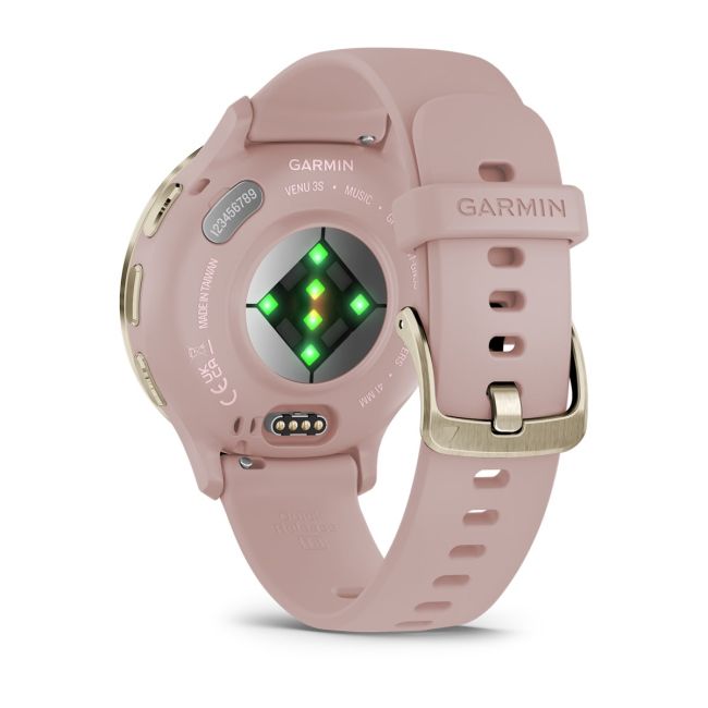 Garmin - Venu 3s smartwatch cu GPS și AMOLED - ramă din oţel inoxidabil Soft Gold cu carcasă Dust Rose şi curea din silicon