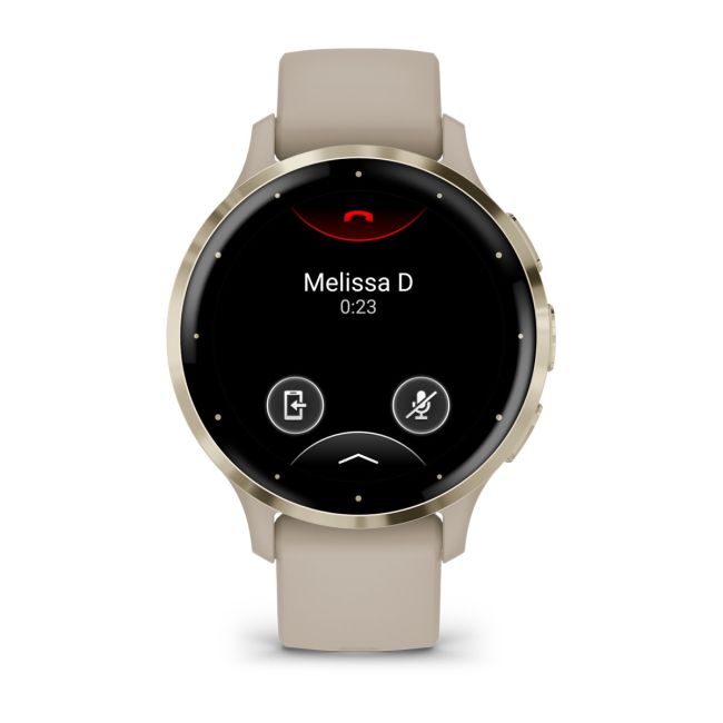 Garmin - Venu 3s smartwatch cu GPS și AMOLED - ramă din oţel inoxidabil Soft Gold cu carcasă French Gray şi curea din silicon