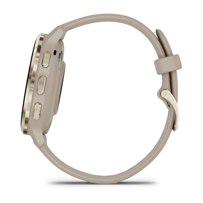 Garmin - Venu 3s smartwatch cu GPS și AMOLED - ramă din oţel inoxidabil Soft Gold cu carcasă French Gray şi curea din silicon