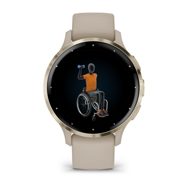 Garmin - Venu 3s smartwatch cu GPS și AMOLED - ramă din oţel inoxidabil Soft Gold cu carcasă French Gray şi curea din silicon
