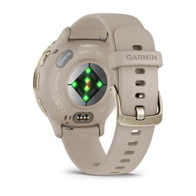 Garmin - Venu 3s smartwatch cu GPS și AMOLED - ramă din oţel inoxidabil Soft Gold cu carcasă French Gray şi curea din silicon