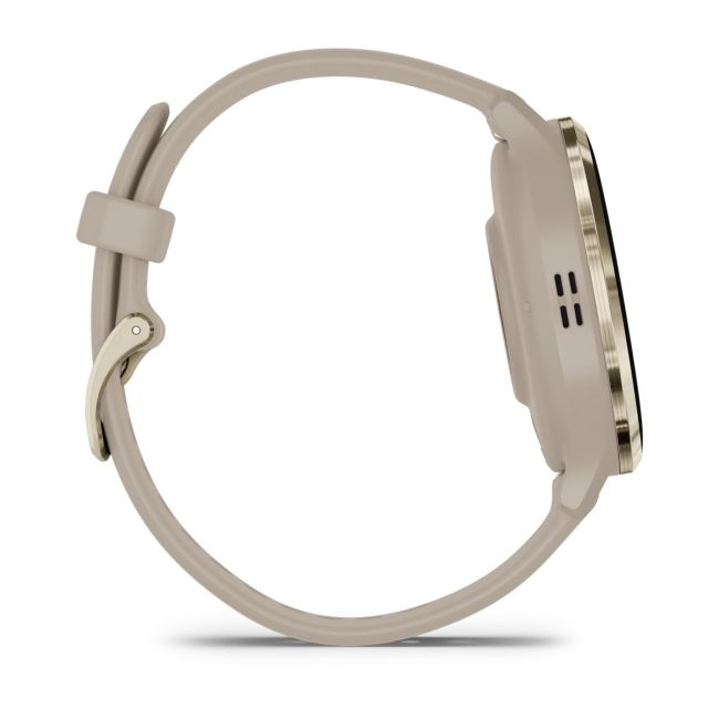 Garmin - Venu 3s smartwatch cu GPS și AMOLED - ramă din oţel inoxidabil Soft Gold cu carcasă French Gray şi curea din silicon