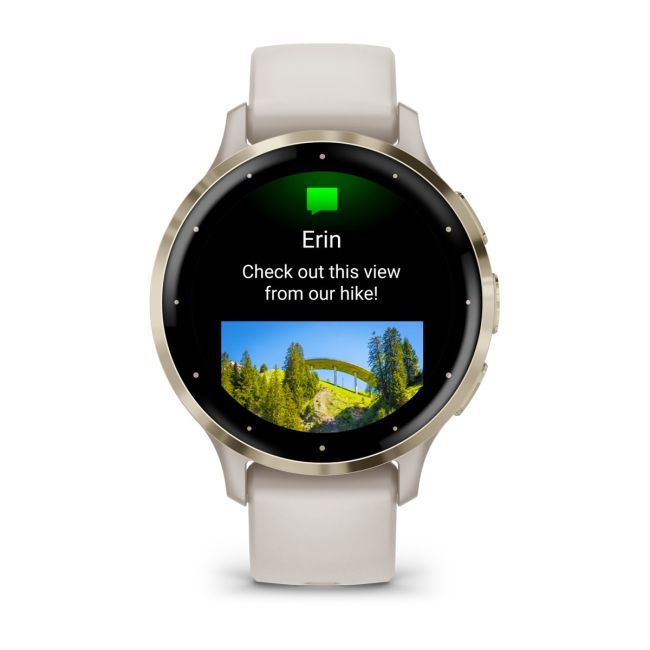 Garmin - Venu 3s smartwatch cu GPS și AMOLED - ramă din oţel inoxidabil Soft Gold cu carcasă Ivory şi curea din silicon