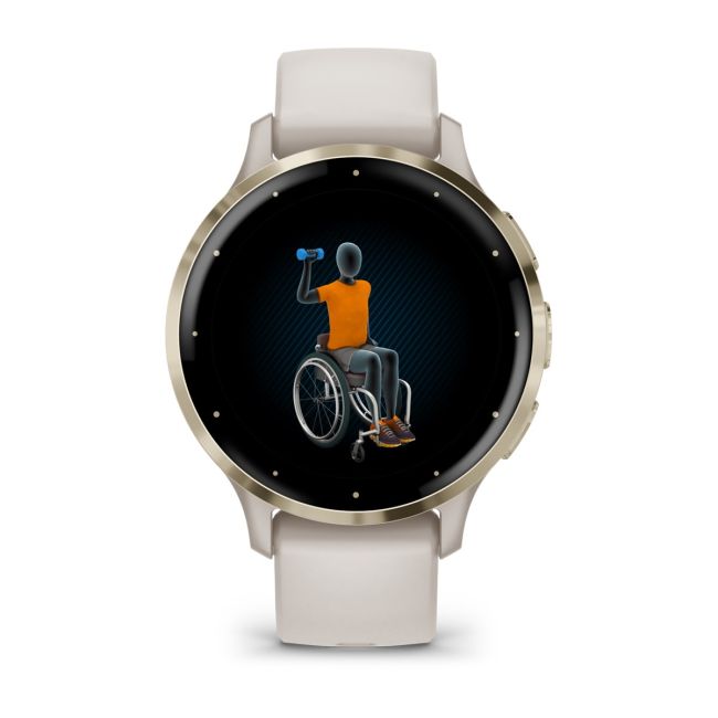 Garmin - Venu 3s smartwatch cu GPS și AMOLED - ramă din oţel inoxidabil Soft Gold cu carcasă Ivory şi curea din silicon