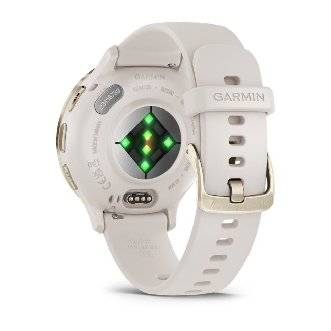 Garmin - Venu 3s smartwatch cu GPS și AMOLED - ramă din oţel inoxidabil Soft Gold cu carcasă Ivory şi curea din silicon