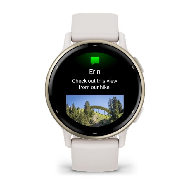 Garmin - Vivoactive 5 smartwatch cu GPS și AMOLED - ramă Cream Gold - carcasă Ivory  şi bratara din silicon