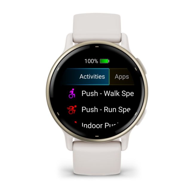 Garmin - Vivoactive 5 smartwatch cu GPS și AMOLED - ramă Cream Gold - carcasă Ivory  şi bratara din silicon