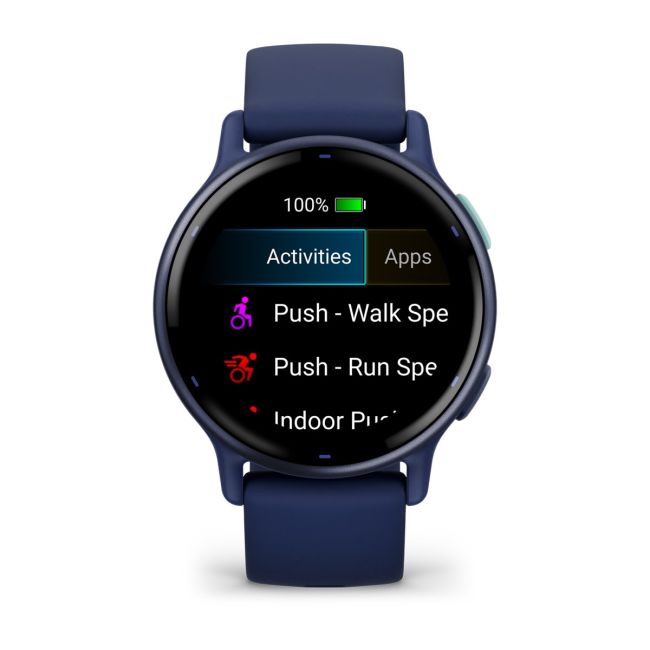 Garmin - Vivoactive 5 smartwatch cu GPS și AMOLED - ramă Metallic Navy din aluminiu - carcasă Navy şi bratara din silicon