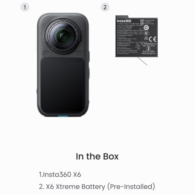 Insta360 X6 Camera Video Sport 8K 360° - Standard Bundle