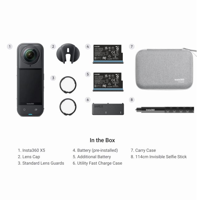 Insta360 X5 Camera Video Sport 8K 360° - Essential Bundle