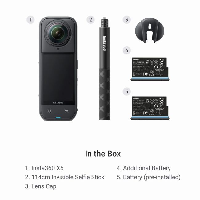 Insta360 X5 Camera Video Sport 8K 360° - Snowboard Bundle