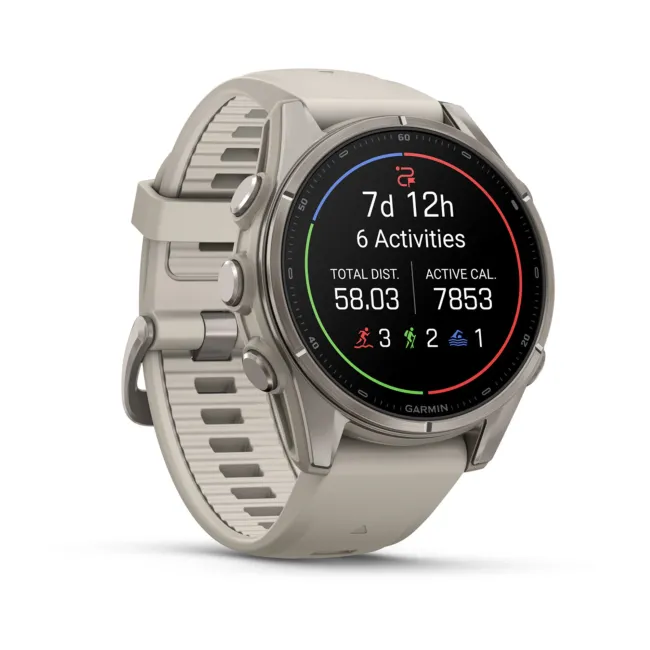 Garmin Fenix 9 AMOLED - 43 mm Titan Fog Gray - Smartwatch Multisport Premium cu AMOLED