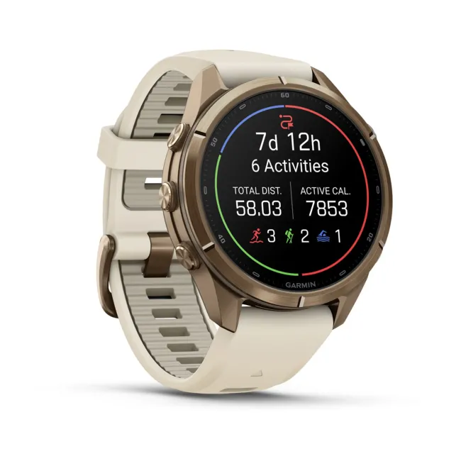 Garmin Fenix 9 Pro AMOLED inReach - 43 mm Titan Gold French Gray - Smartwatch Multisport Premium cu AMOLED