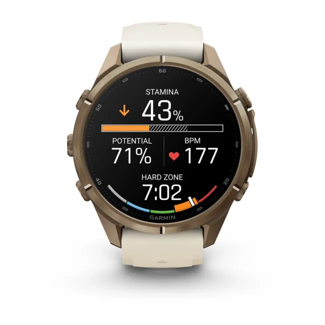 Garmin Fenix 9 Pro AMOLED inReach - 43 mm Titan Gold French Gray - Smartwatch Multisport Premium cu AMOLED