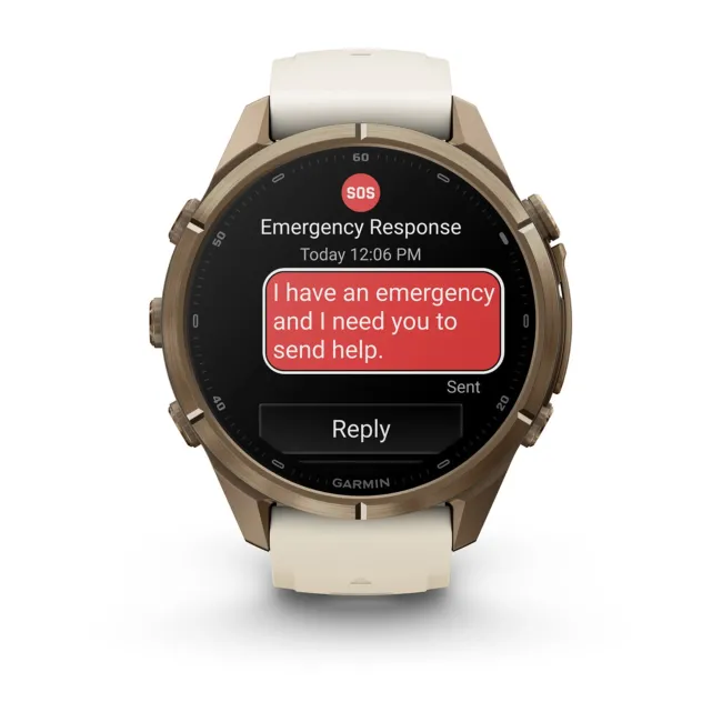 Garmin Fenix 9 Pro AMOLED inReach - 43 mm Titan Gold French Gray - Smartwatch Multisport Premium cu AMOLED