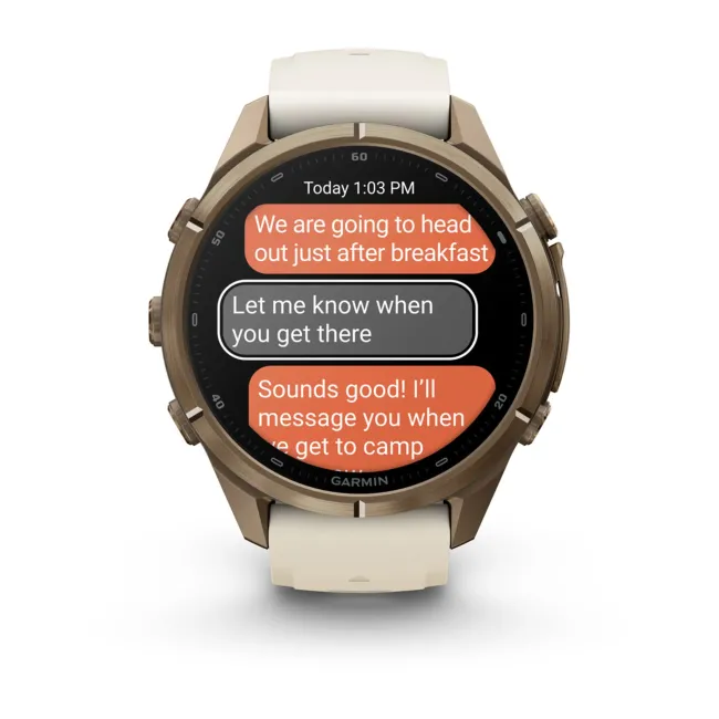 Garmin Fenix 9 Pro AMOLED inReach - 43 mm Titan Gold French Gray - Smartwatch Multisport Premium cu AMOLED