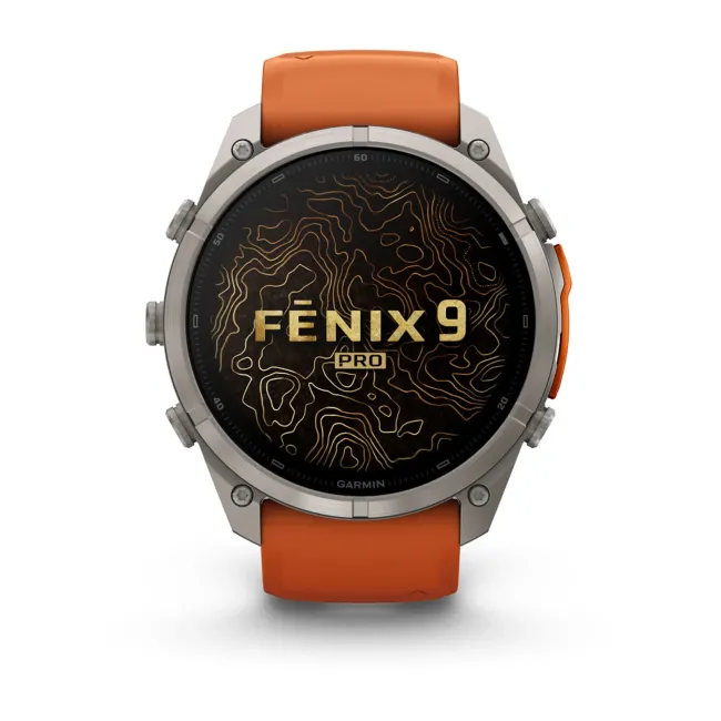 Garmin Fenix 9 Pro AMOLED inReach - 51 mm Titan Autumn Orange - Smartwatch Multisport Premium cu AMOLED