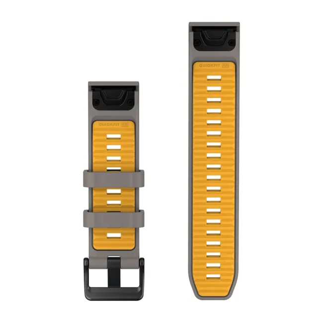 Garmin QuickFit 22 - curea silicon - gri Silver Gray I Yellow Flare