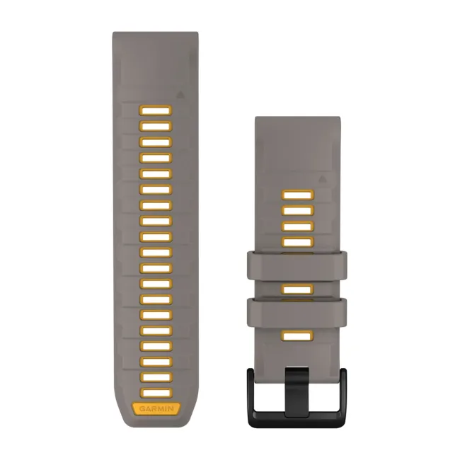 Garmin QuickFit 26 - curea silicon - gri Silver Gray I Yellow Flare
