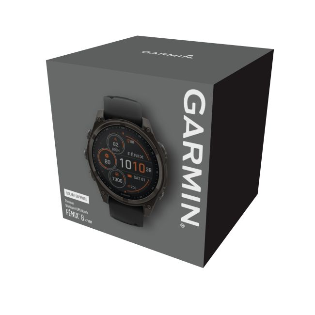 Garmin fenix 8 SOLAR Sapphire 47mm - smartwatch premium GPS negru Titanium DLC