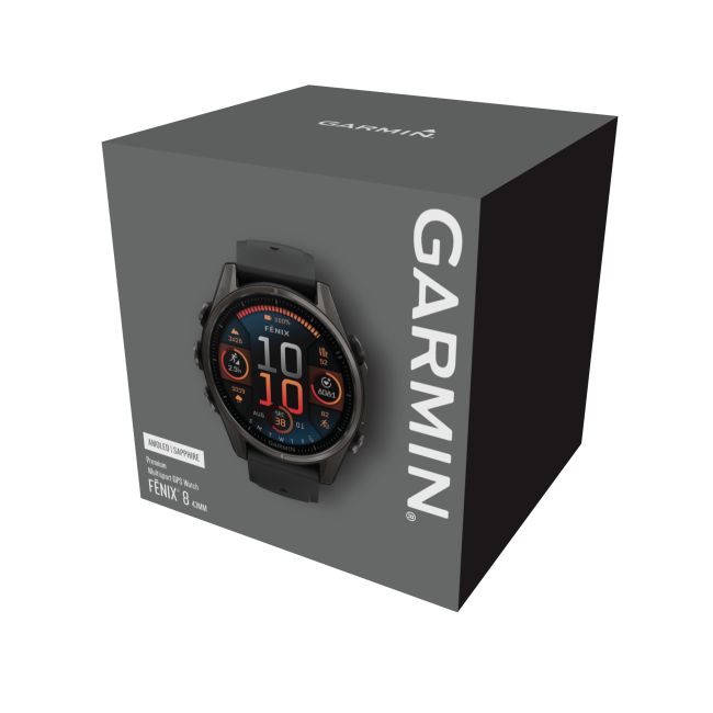 Garmin fenix 8 AMOLED Sapphire 43mm - smartwatch premium GPS negru Titanium DLC