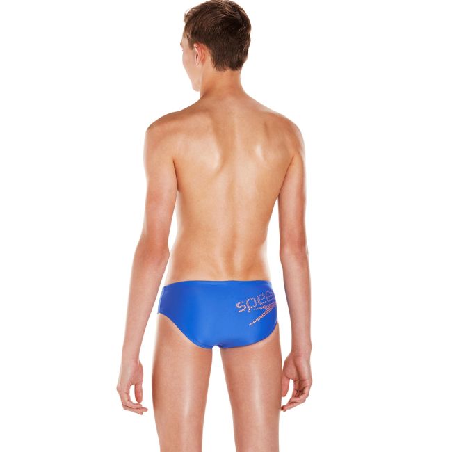 Speedo - costum inot baieti - slip - Essential logo - Albastru| Portocaliu