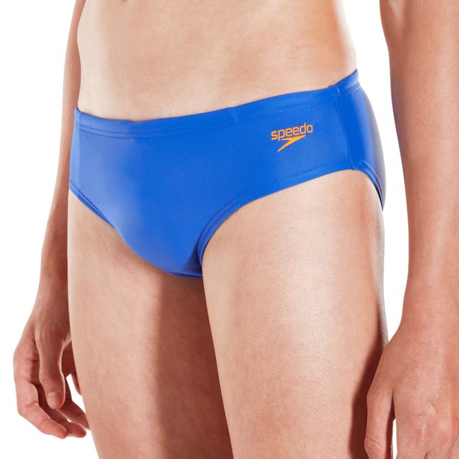Speedo - costum inot baieti - slip - Essential logo - Albastru| Portocaliu