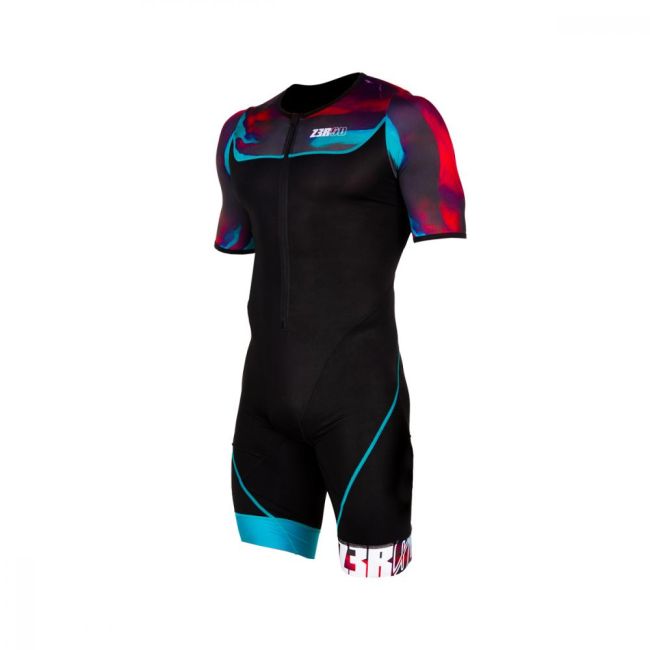 Z3R0D - Costum triatlon cu maneca scurta barbati START TTSUIT trisuit - negru albastru rosu new wave