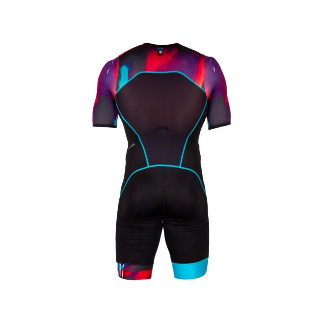 Z3R0D - Costum triatlon cu maneca scurta barbati START TTSUIT trisuit - negru albastru rosu new wave