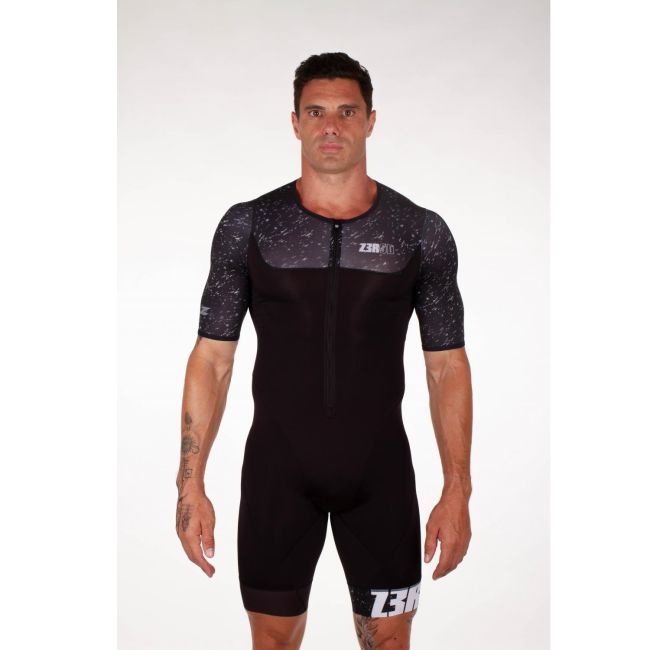 Z3R0D - Costum triatlon cu maneca scurta barbati START TTSUIT trisuit - negru gri strobo light
