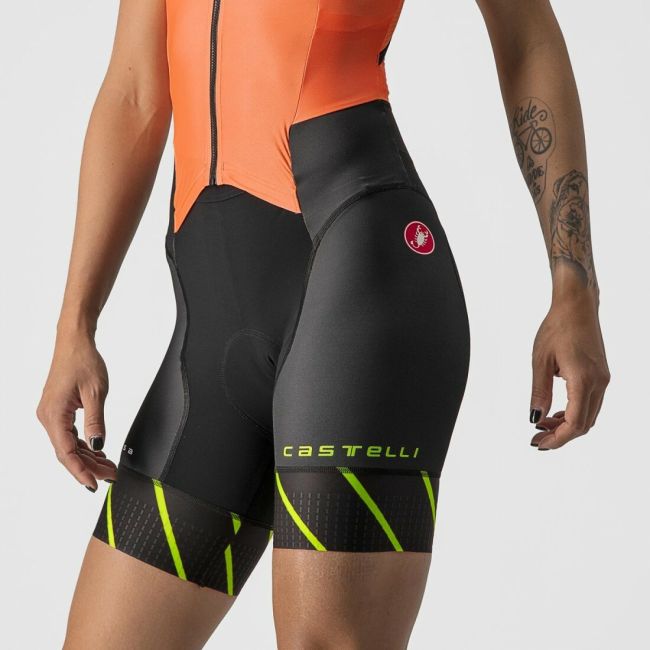 Castelli - costum trisuit triatlon pentru femei, fara maneca Free Sanremo SL Suit - negru portocaliu