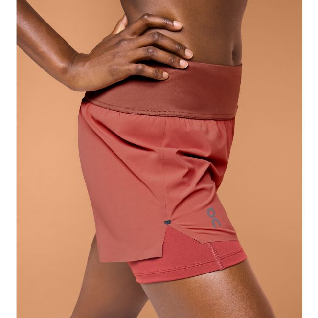 On - pantaloni scurti alergare pentru femei Running Shorts - maro rubin roscat
