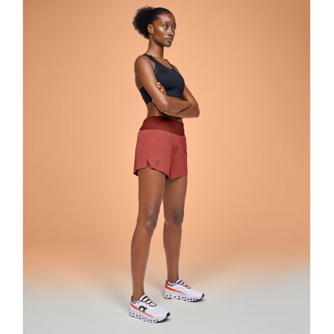 On - pantaloni scurti alergare pentru femei Running Shorts - maro rubin roscat