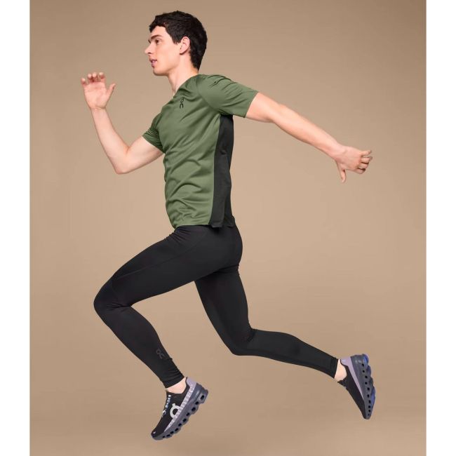 On Cloud - tricou tehnic maneca scurta pentru barbati Performance-T - verde inchis Taiga negru