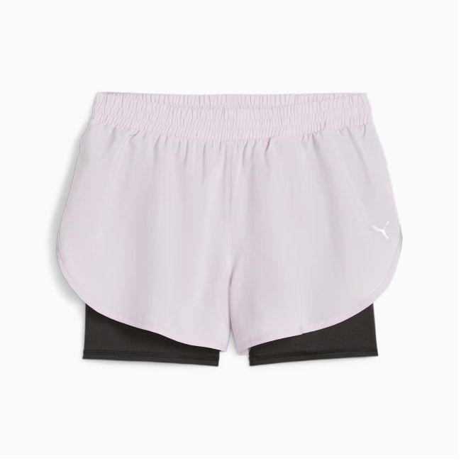 Puma - pantaloni scurti pentru femei Run Favourite Woven 2 in 1, 3 inch pants - negru mov deschis