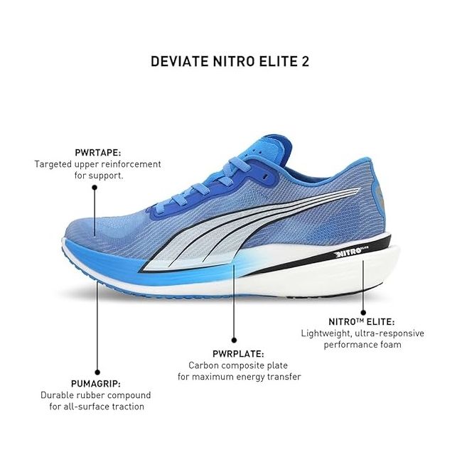 Puma - pantofi alergare pentru barbati Deviate Nitro Elite 2 - roz portocaliu orhidee albastru ultra alb