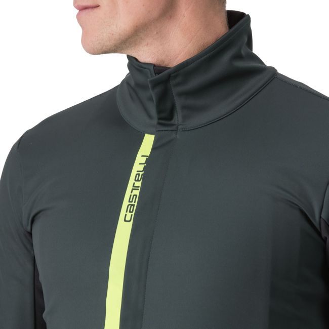 Castelli - Jacheta ciclism vreme rece sau iarna, Entrata Jacket - verde inchis rover galben fluo