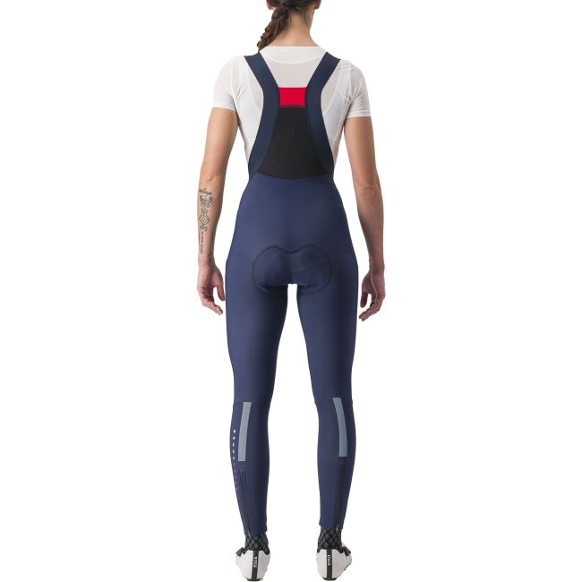 Castelli - Pantaloni lungi ciclism cu bretele iarna si vreme rece pentru femei Sorpasso Ros W bibtight - albastru belgian gri reflex