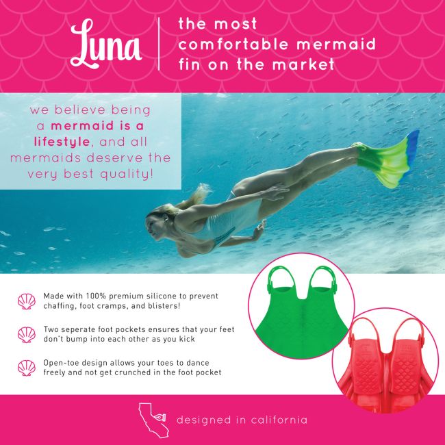 Finis - labe inot adulti Luna Monofin - roz inchis pepene verde fluo