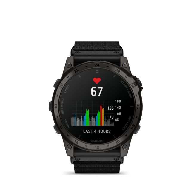 Garmin - Tactix 7 AMOLED Sapphire ceas multisport cu GPS - ramă neagră Titanium DLC și curea din silicon neagră + nailon