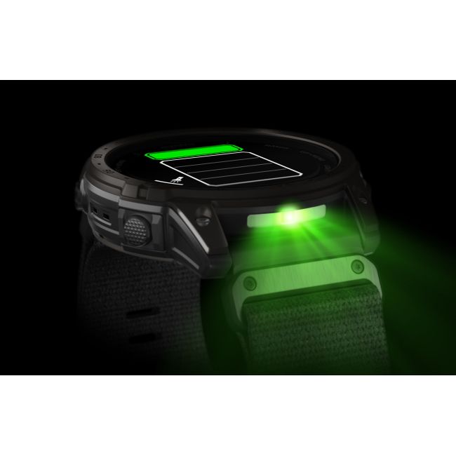 Garmin - Tactix 7 AMOLED Sapphire ceas multisport cu GPS - ramă neagră Titanium DLC și curea din silicon neagră + nailon