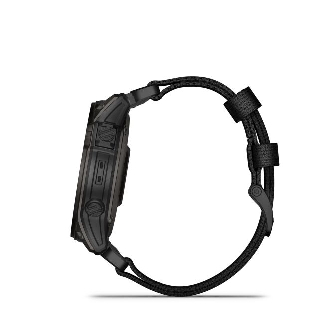 Garmin - Tactix 7 AMOLED Sapphire ceas multisport cu GPS - ramă neagră Titanium DLC și curea din silicon neagră + nailon