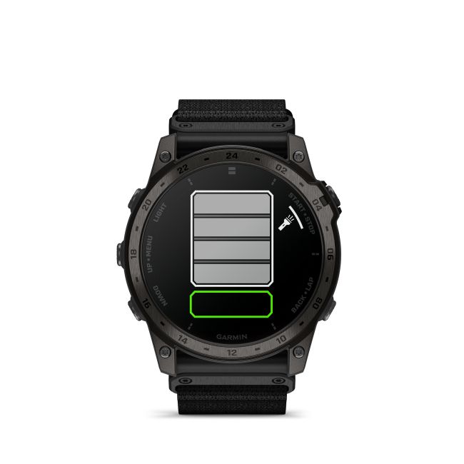Garmin - Tactix 7 AMOLED Sapphire ceas multisport cu GPS - ramă neagră Titanium DLC și curea din silicon neagră + nailon
