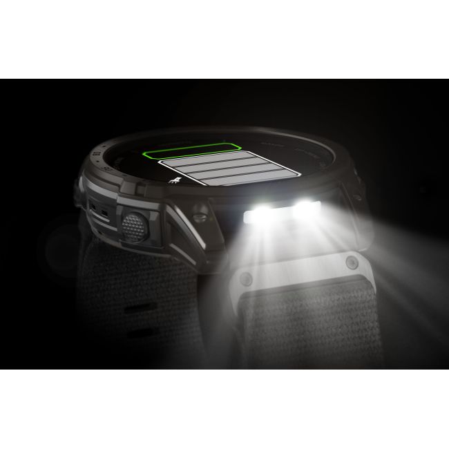Garmin - Tactix 7 AMOLED Sapphire ceas multisport cu GPS - ramă neagră Titanium DLC și curea din silicon neagră + nailon